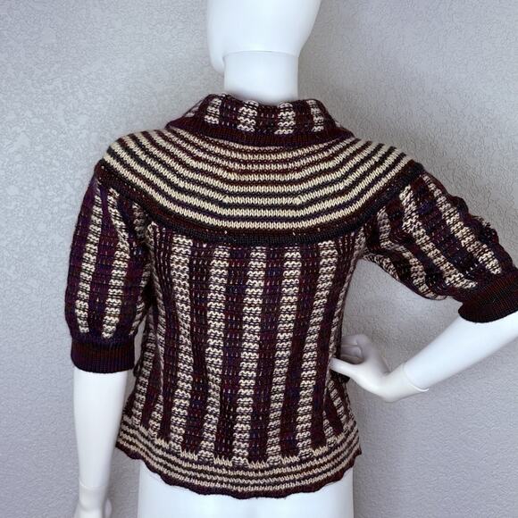 Anthropologie Lia Molly Shrug Cardigan Wool Blend Knit Striped Unique Twee Sz XS - Picture 4 of 10